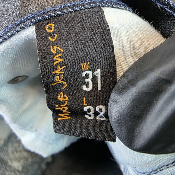 Nudie Jeans Thin Finn Jeans Mens 31x32 Black Coated Indigo Denim Italy - Picture 11 of 16